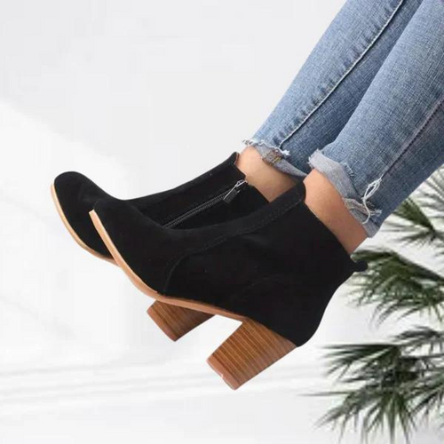 Drune | Damen Lässig Wildleder Stiefeletten, Niedriger Blockabsatz, Seitenreißverschluss