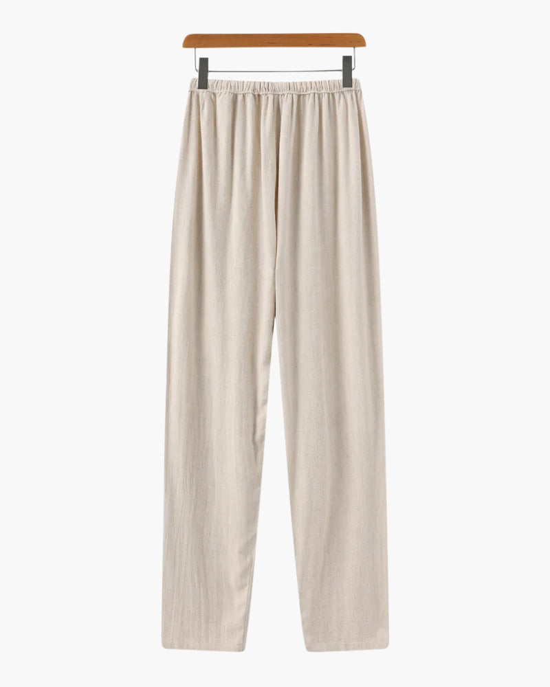 Drune | Leichte Slim Fit Herren Sommer Leinenhose Mit Kordelzug