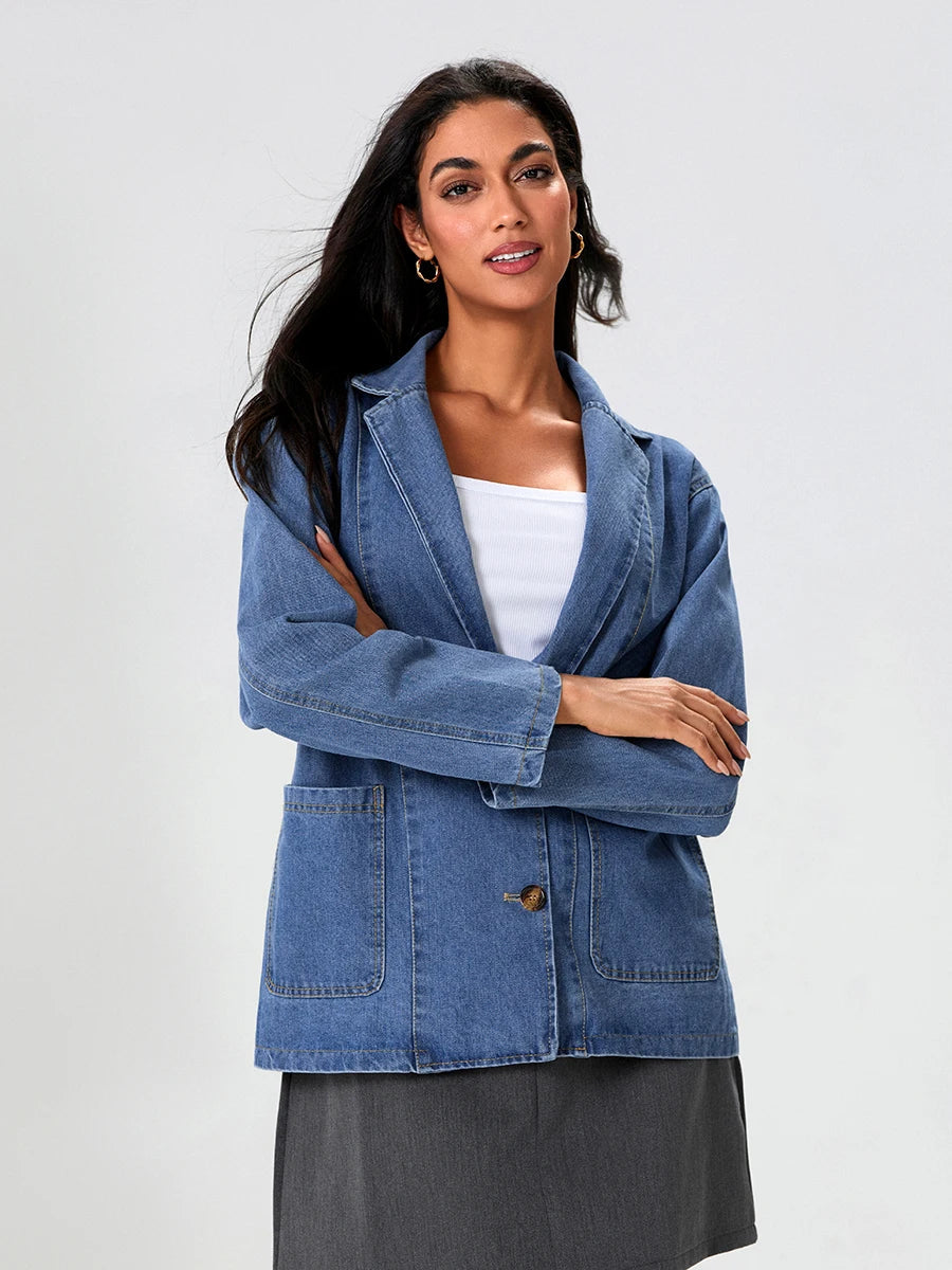 Drune | Denim Blazer mit Klassischer Passform