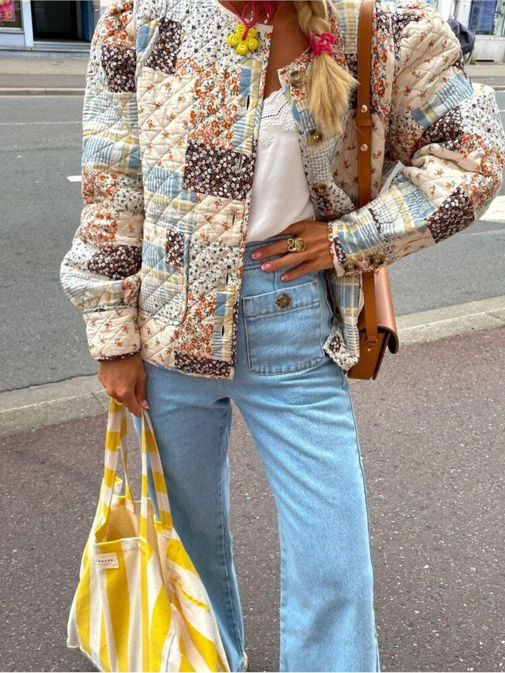 Drune | Steppjacke Patchwork Design Bequemer Und Lockere Fit Bohemian Stil