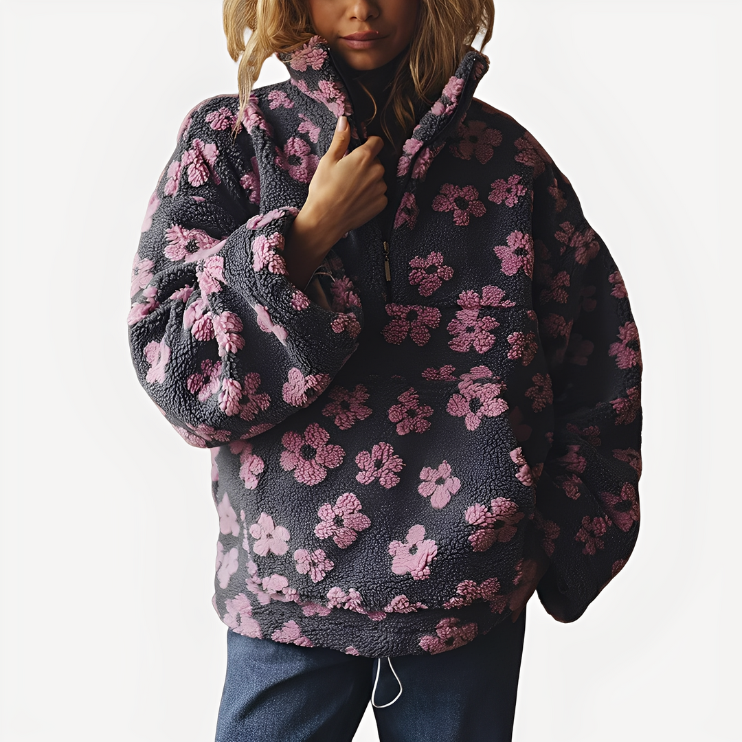 Drune | Damen-Sherpa-Pullover mit stilvollem Blumenmuster