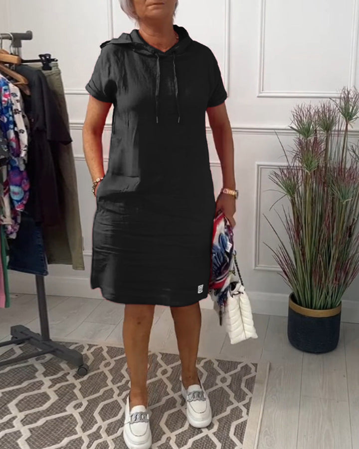 Drune | Kurzärmliges Freizeitkleid mit Kapuze