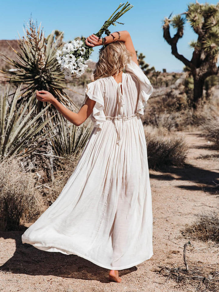 Drune | Stil Maxi Kleid mit Flatterärmeln für Frauen