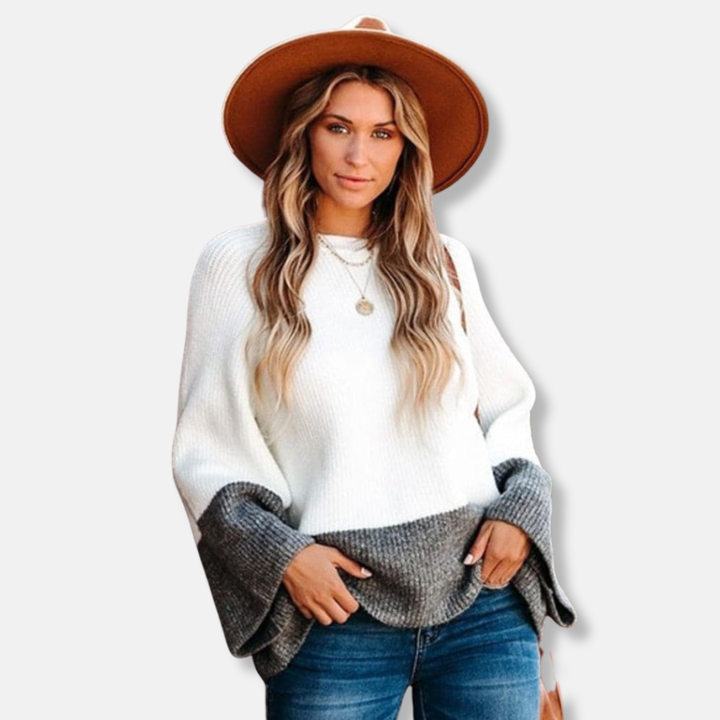 Drune | Relaxed Fit Pullover Sweater - Farbblock Crewneck Pullover
