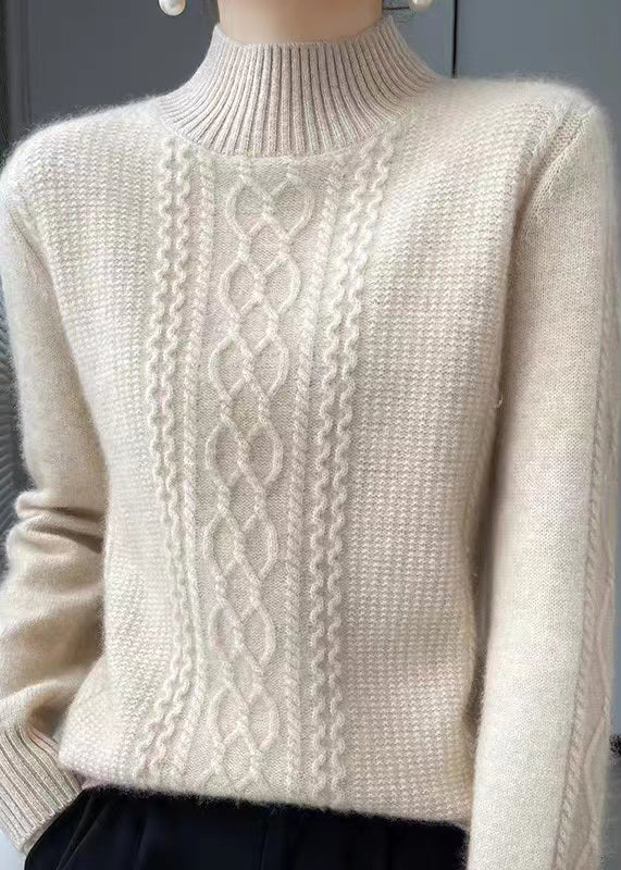 Drune | Gemütlicher Hoher Kragen Zopfmuster Pullover Ideal für den Winter