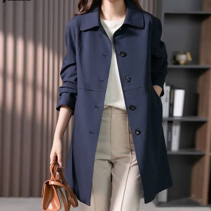 Drune | Klassischer Trenchcoat Damen, Einfach Gebunden, Taillierter Damenmantel
