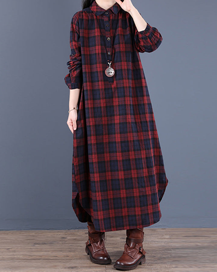 Drune | Langärmliges Karo-Hemdkleid