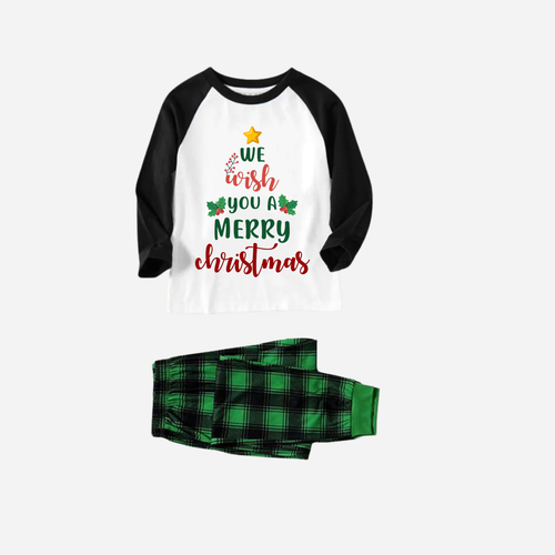 Drune | Schwarzes Raglan-Oberteil Grüner Karierter Weihnachts-Pyjama-Set Mit 