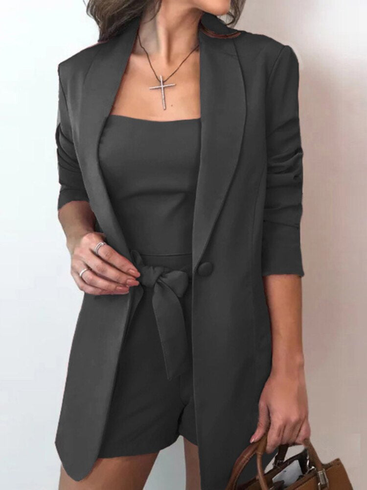 Drune | Weste Anzug Jacke High Waist Shorts 3Er Set