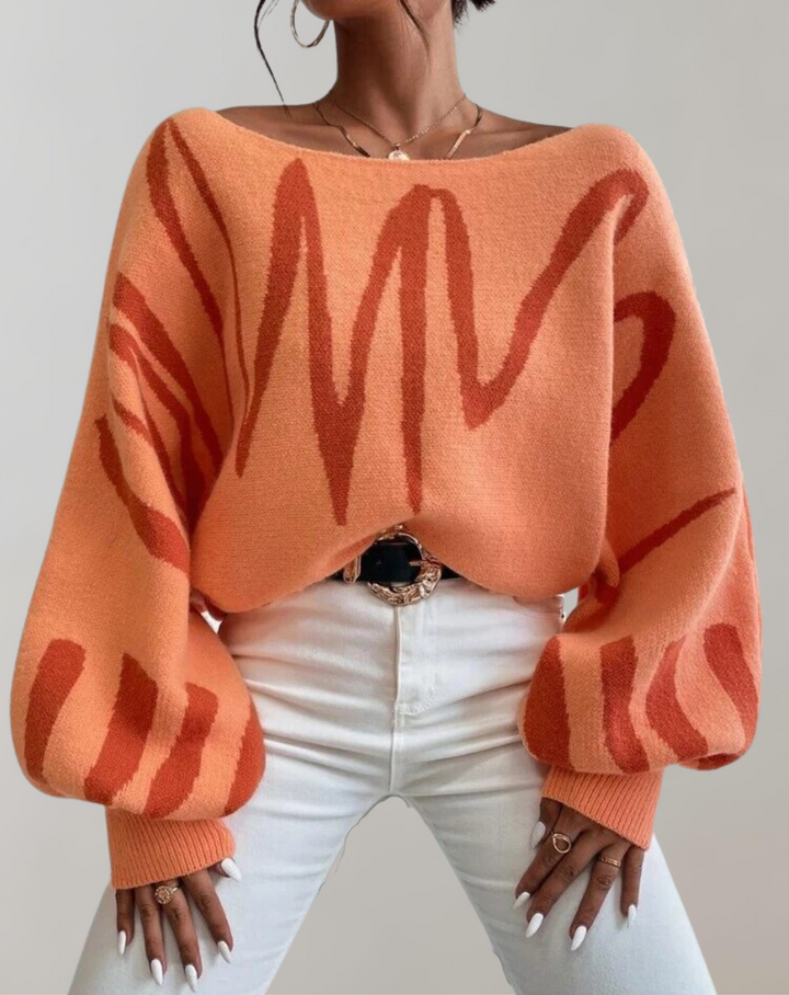 Drune - Print Laternenärmel Off-Shoulder