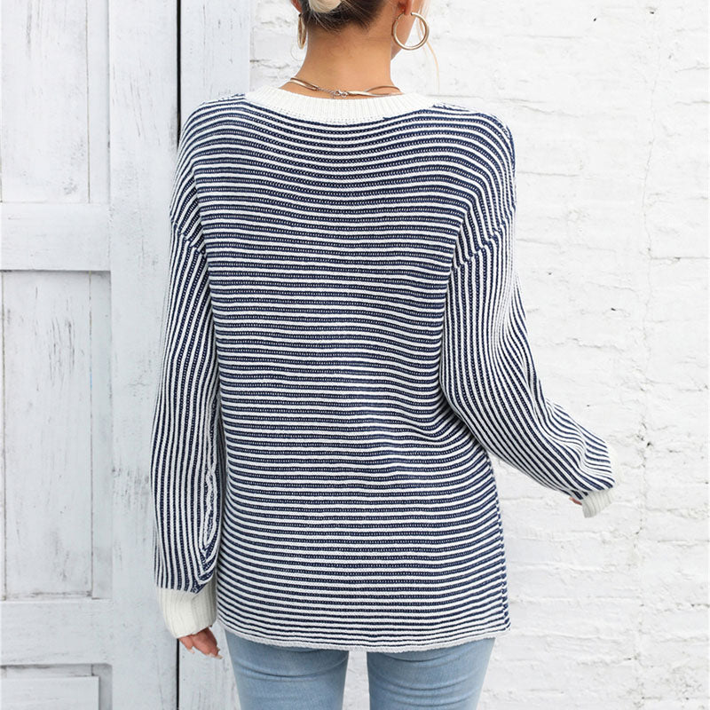 Drune | Gestreifter Strickpullover Mit Lässigem Schnitt
