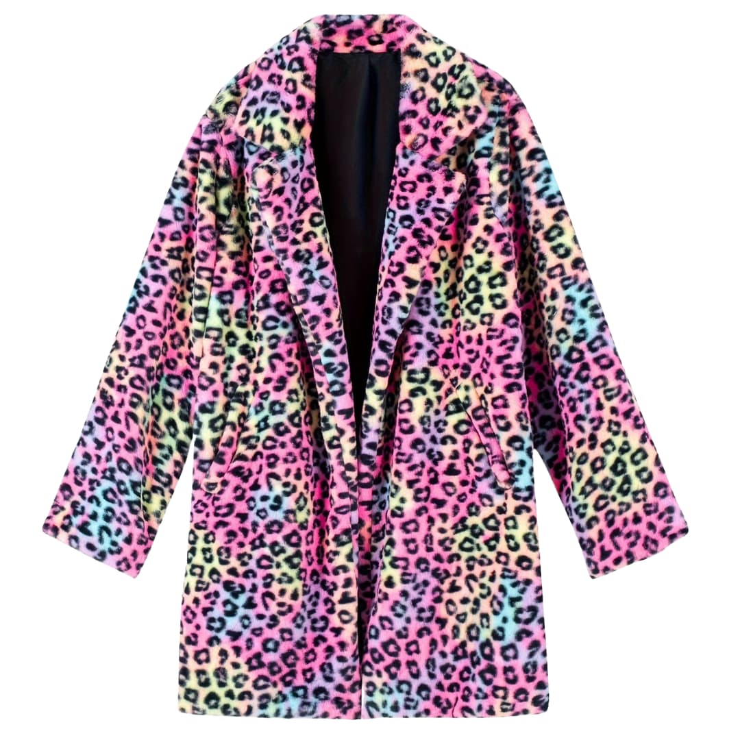 Drune | Plus Size Leopardenmuster Offene Front Langarmjacke