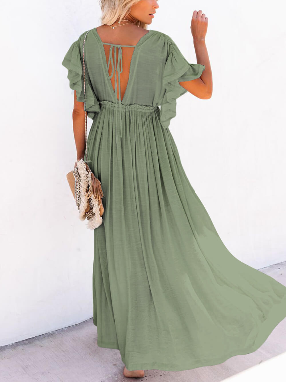 Drune | Stil Maxi Kleid mit Flatterärmeln für Frauen