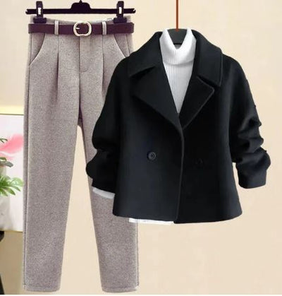 Drune | Blazer Hosen Satz mit Gürtel und Doppelknöpfen
