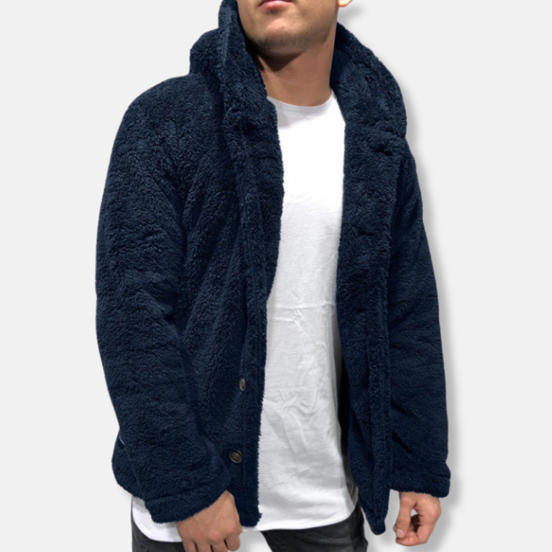 Drune | Kapuze Fleece Lockere Passform Knopfverschluss Lässiger Stil