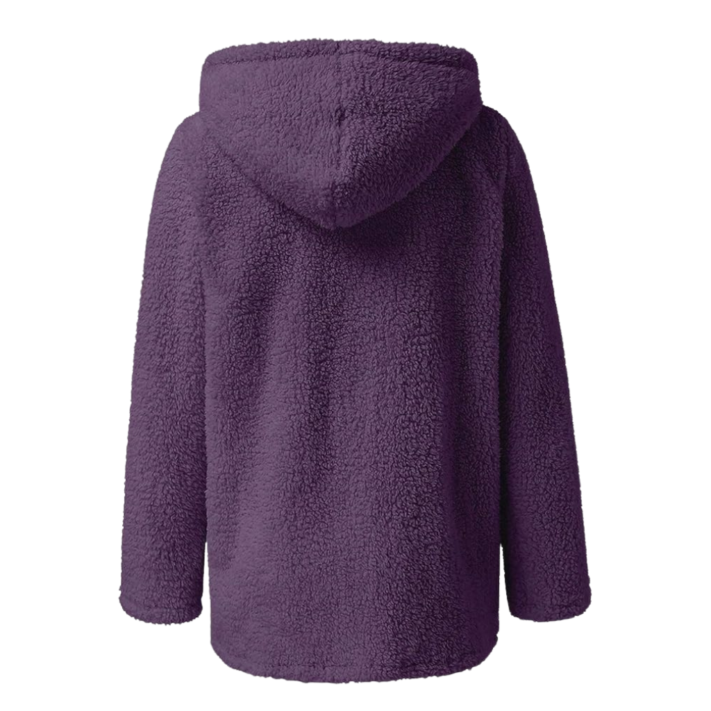 Drune | Teddy-Fleecejacke mit Kapuze Damen - weiche Winterjacke mit Reißverschluss