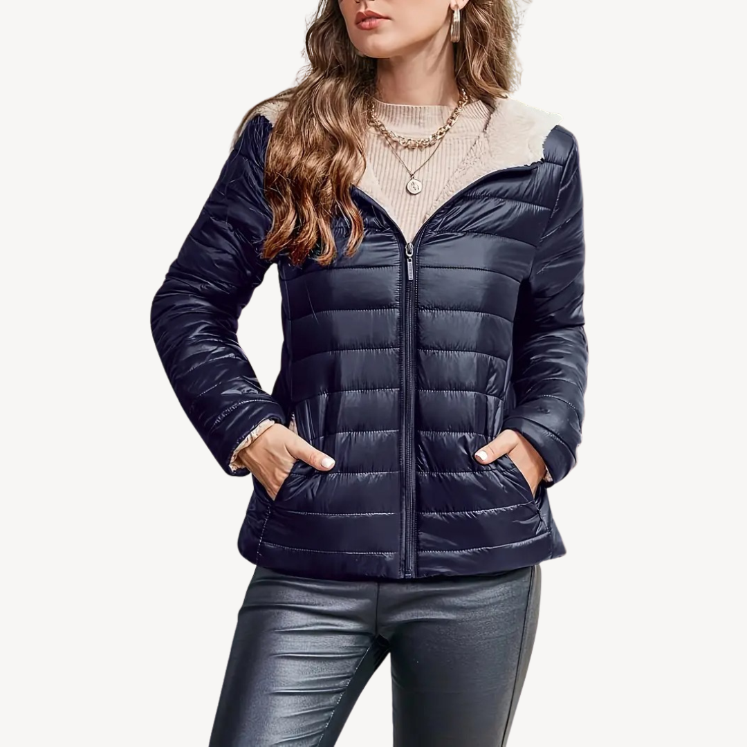Drune | Damen Pufferjacke mit Sherpa-Futter und Reißverschluss