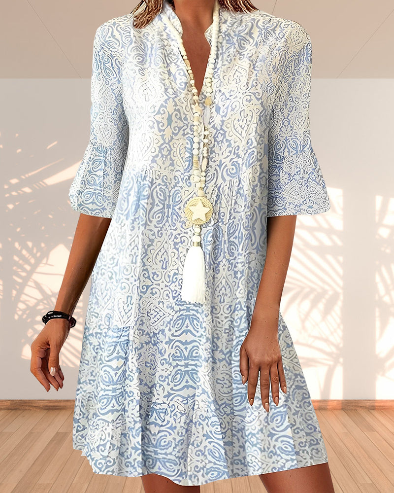 Drune | Bohemian Bedrucktes Tunika-Kleid für Frauen