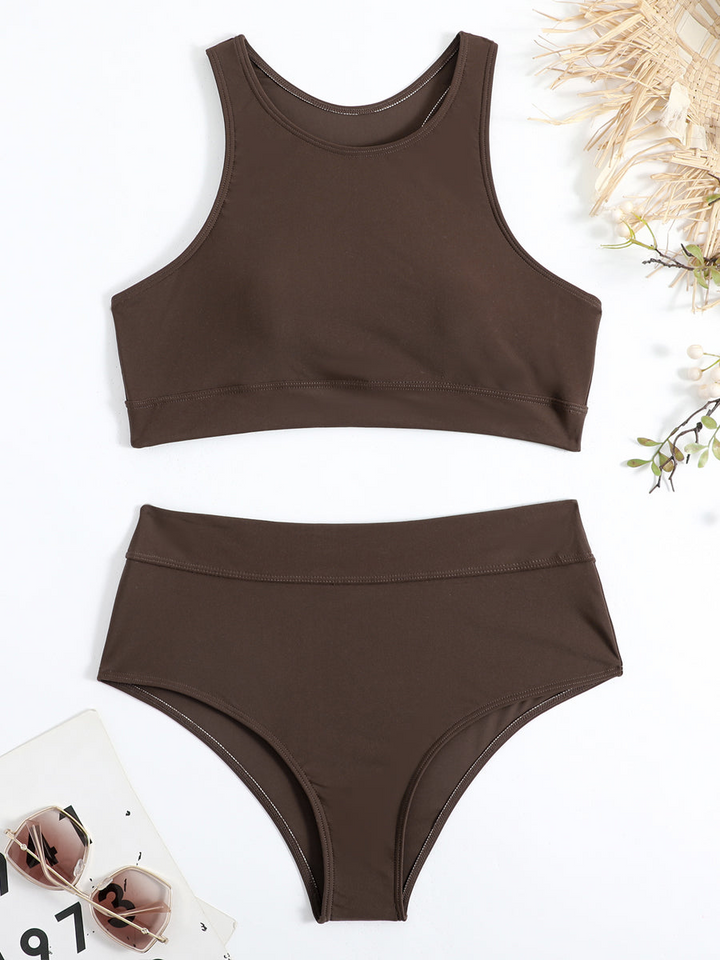 Drune | Damen Sportlicher High Waist Bikini Frauen Schwimmbekleidung
