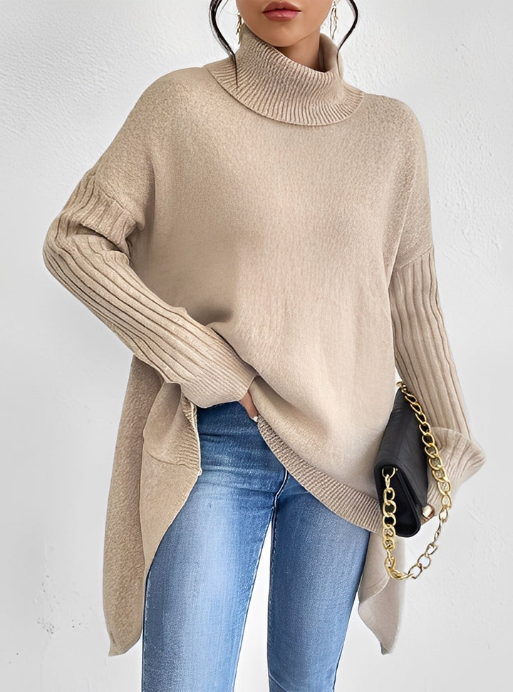 Drune | Eleganter langer Damenpullover mit Rollkragen