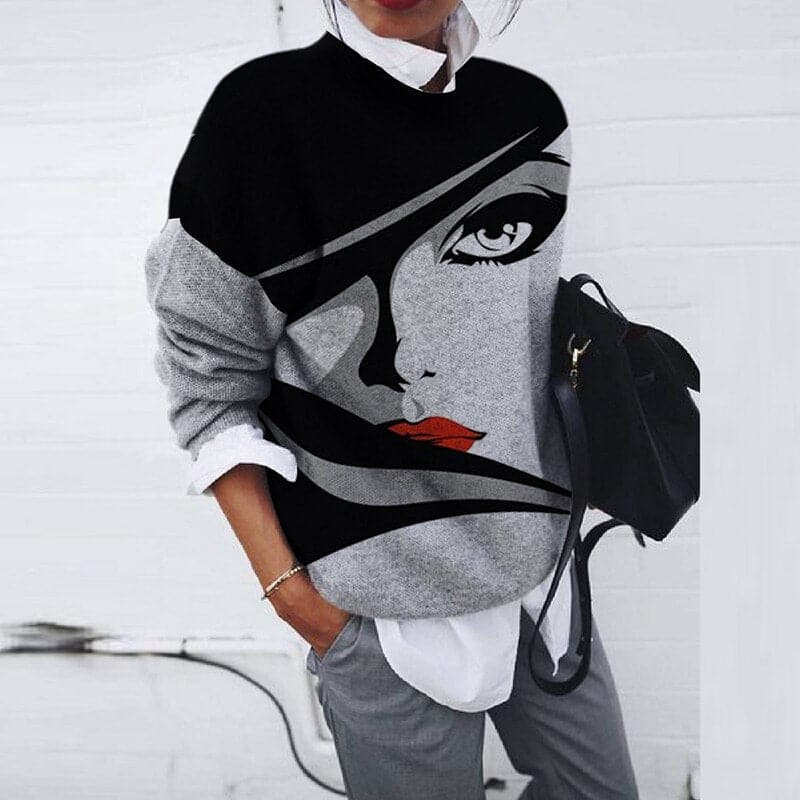 Drune | Sweatshirt - Bequemer Schnitt - Grafikdruck - Langärmliger Rundhalsausschnitt