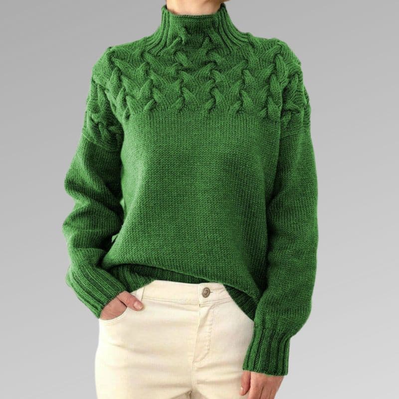 Drune | Strickpullover - Weiche Wollmischung - Kabelstrick- & Rippen-Details - Hoher Kragen