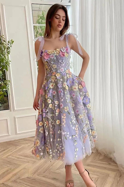 Drune | Proof Of Perfection 3D Blume Bestickt Bindeband Mini Kleid