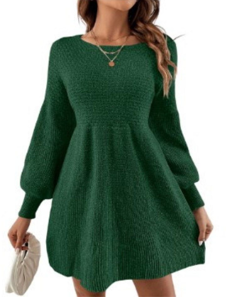 Drune | Monochromes Apricotfarbenes Mini Pulloverkleid