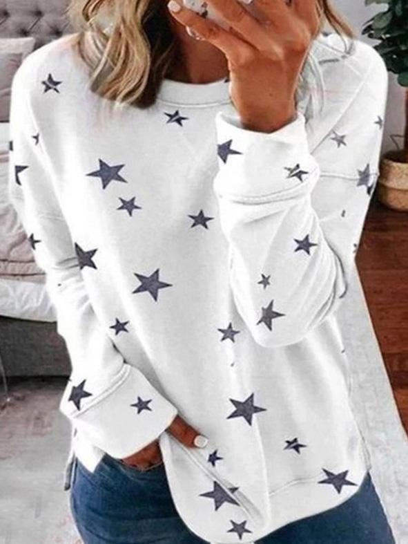 Drune | Warmer Stern Druck Rundhals Pullover Ideal für den Winter