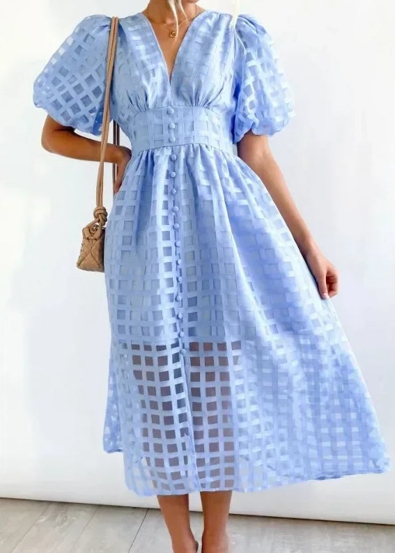 Drune | Puffärmel Midi-Kleid
