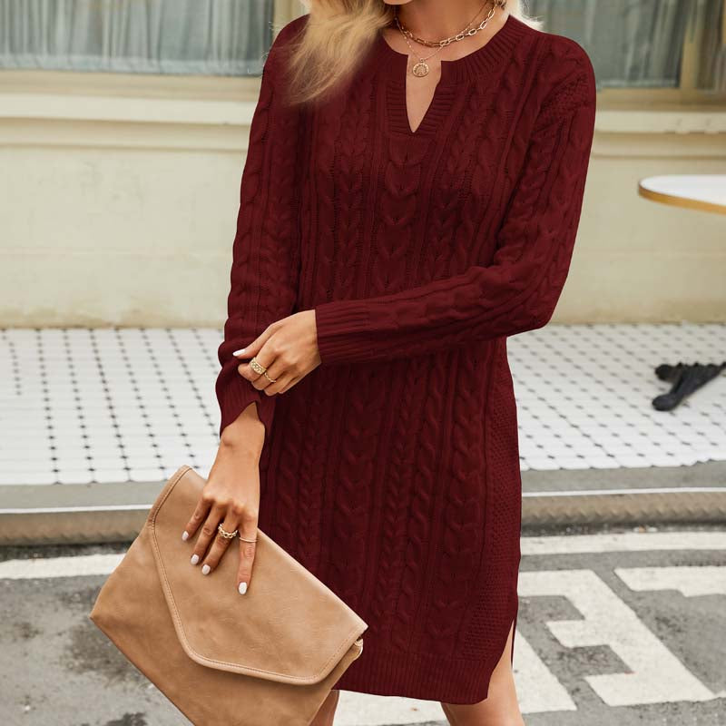 Drune Kleid | Lässiges Strickkleid mit Zopfmuster