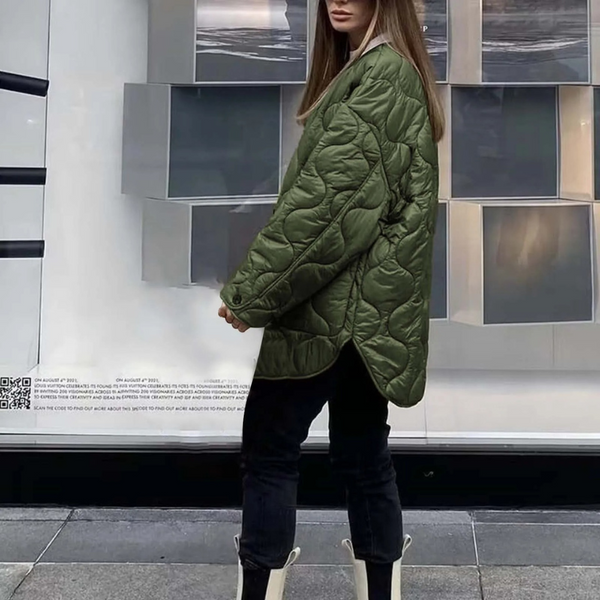 Drune | Lässige Rundhals-Steppjacke mit Karomuster und großen Taschen Ideal für Herbst/Winter