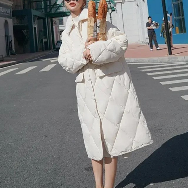 Drune | Stylische Übergroße Steppjacke mit Pelzkragen und Knöpfen Ideal für Herbst/Winter