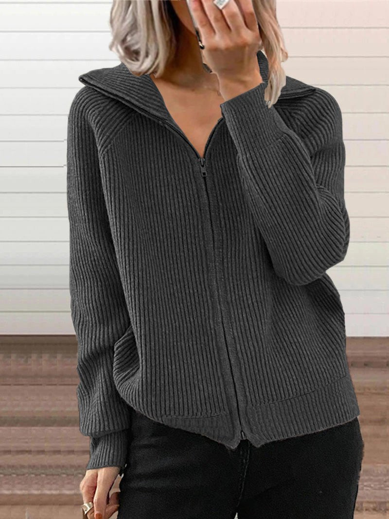 Drune | Cozy cotton knit zip-up pullover jacket
