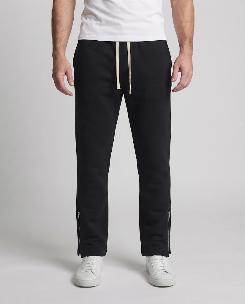 Herren Relaxte Lounge-Sweatpants mit weitem Bein, Bügelfalte und seitlichem Saumreißverschluss Drune