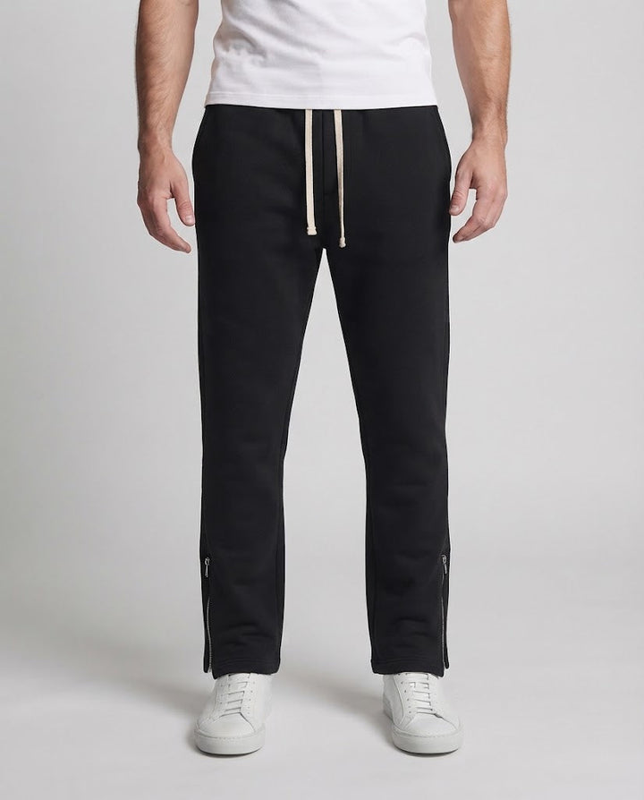 Herren Relaxte Lounge-Sweatpants mit weitem Bein, Bügelfalte und seitlichem Saumreißverschluss Drune