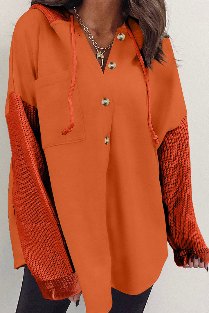 Drune | Langärmelige Bluse mit Kapuze und Knöpfen Baumwollmischung Komfort und Stil