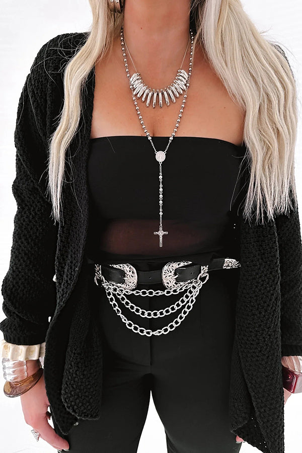 Drune | Cozy knitted mid-length cardigan with long sleeves