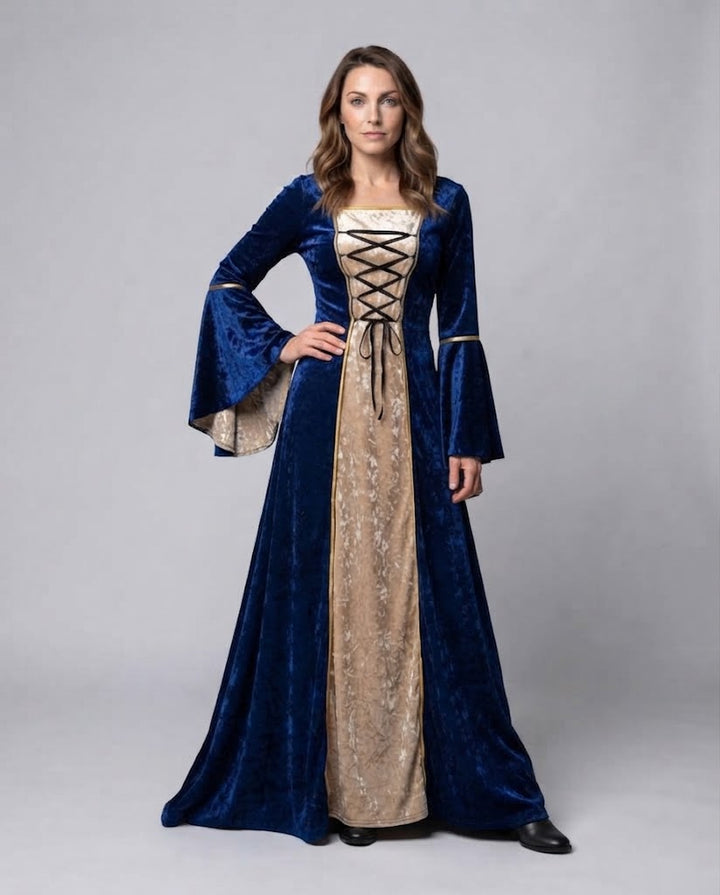 Damen elegantes historisches Kleid mit fließenden Ärmeln Drune