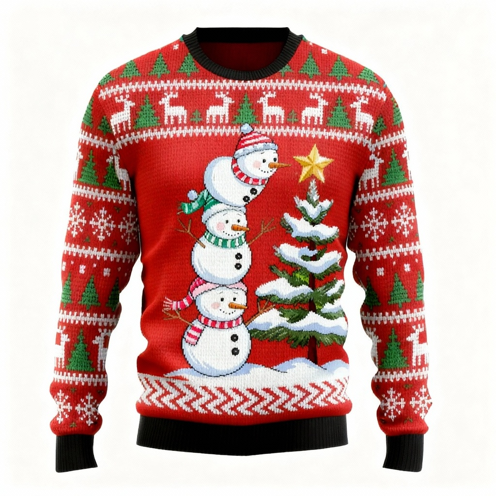 Drune | Verspielt Schneemann Muster Design Pullover - Hässlich & Gemütlich Unisex Pullover