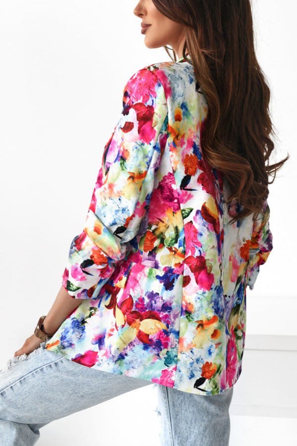 Drune | Freie und Echte Florale Revers Freizeitanzug Blazer