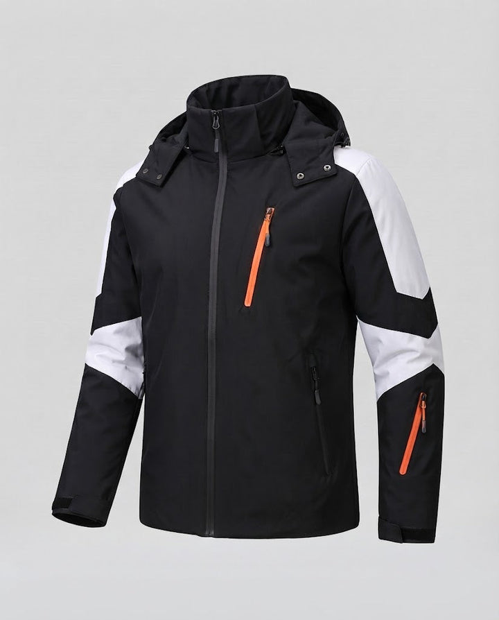 Herren technische Winterjacke mit hohem Kragen, wind- und wasserabweisender Shell und Kontrast-Reißverschlüssen Drune