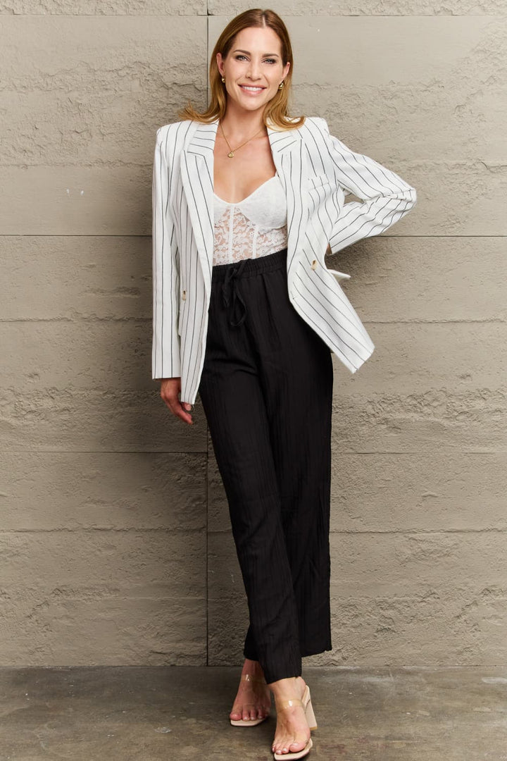 Drune | Gestreifter Reverskragen Langarm Blazer