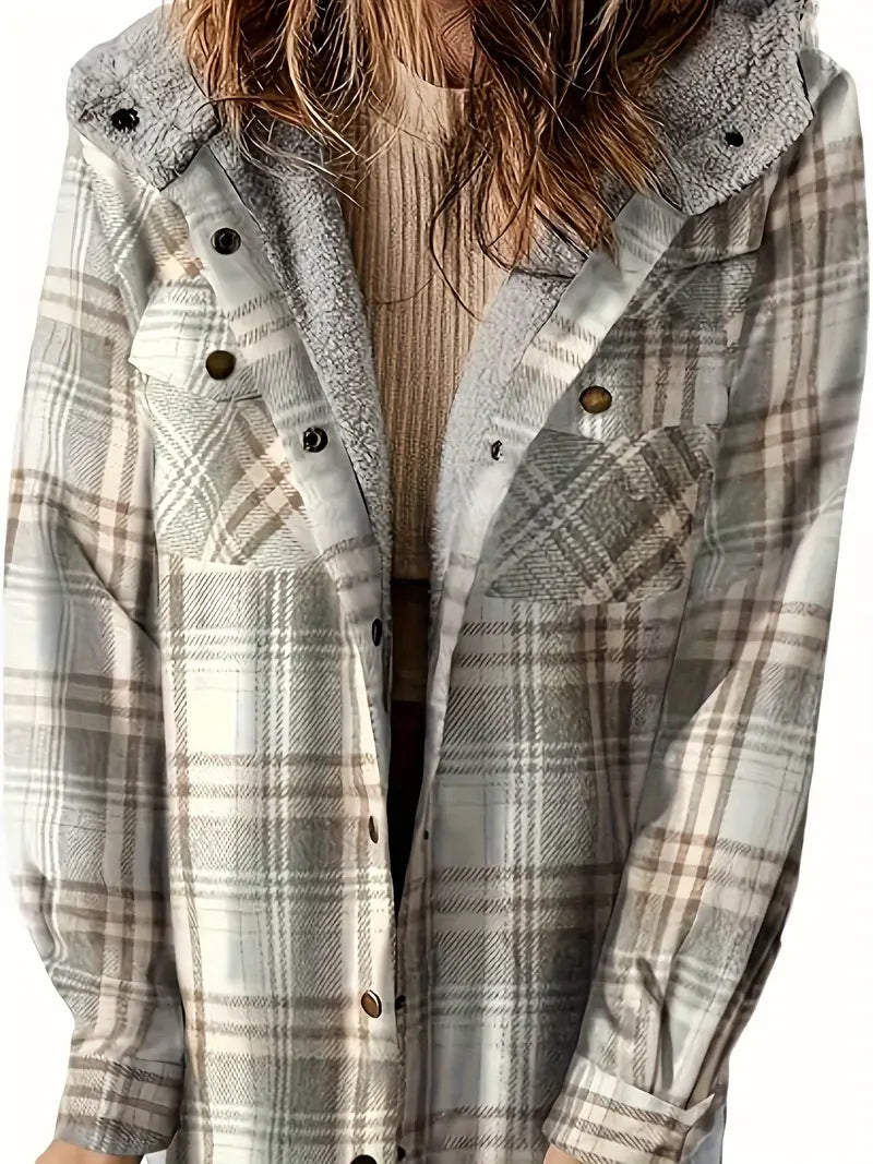 Drune | Damen-Karo-Hoodie-Mantel