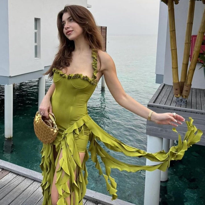 Drune | Sexy Ausschnitt unregelmäßig schlankes Kleid