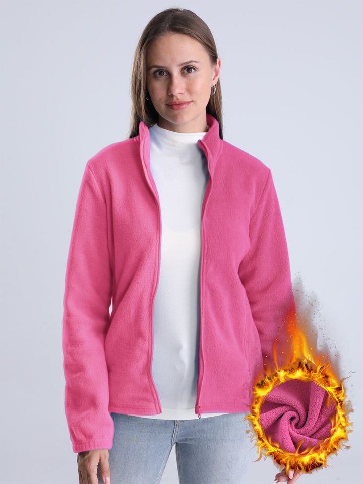 Drune | Unifarbene Fleece-Jacke mit Reißverschluss und Taschen