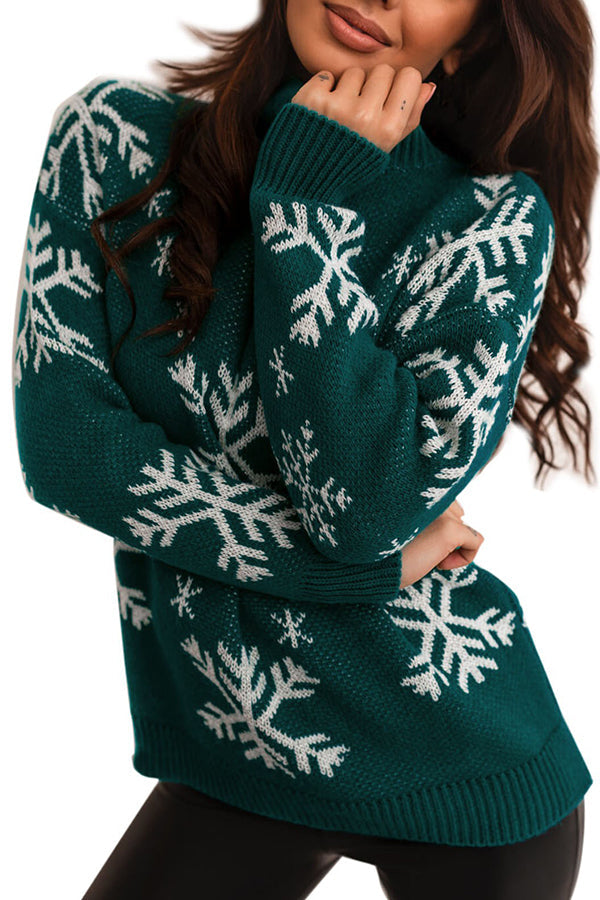 Drune | Rollkragen Weihnachtsdruck Strickpullover