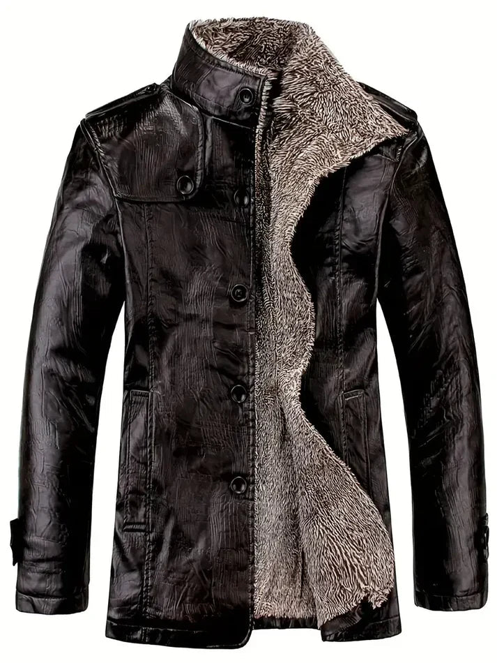 Drune | Herren Lederjacke mit Fleece-Futter