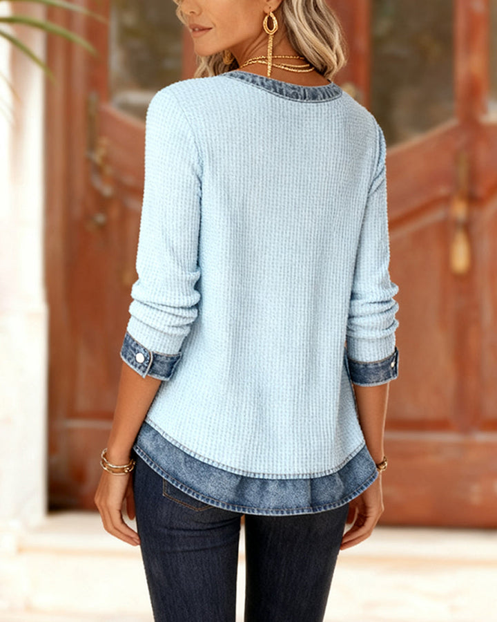 Drune | Top Aus Denim Waffelstoff