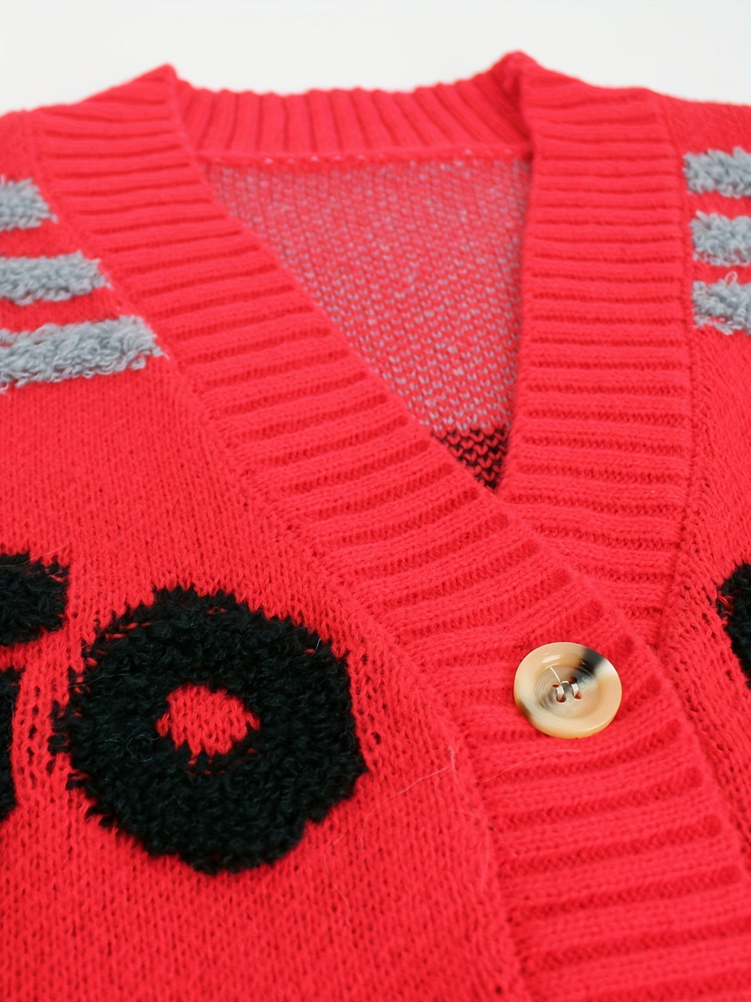 Drune | Buchstabenmuster Knopf Unten Strickjacke Für Damen - Perfekt für lässige Tage